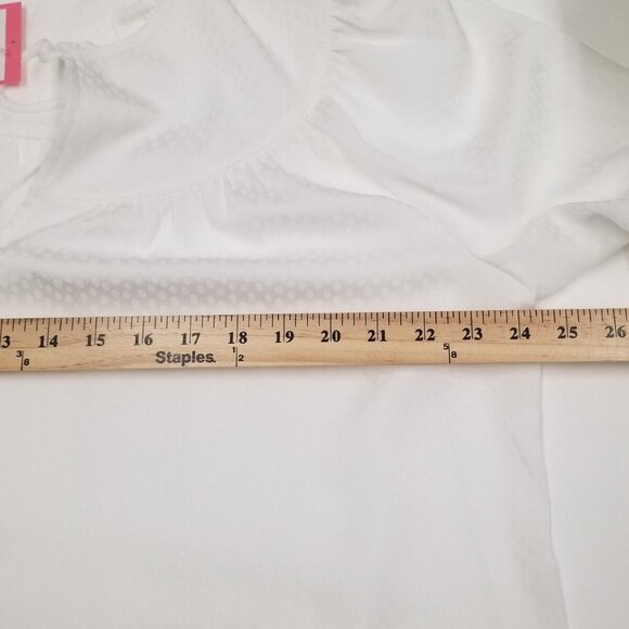 Kate Spade NWT White Fluid Jacquard Ruffle Blouse Womens XL Sheer Classy Classic - Picture 7 of 13